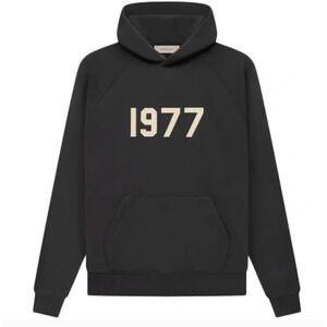 (M)‎ NWT $280 Fear of God Essentials 1977 Hoodie Iron Black